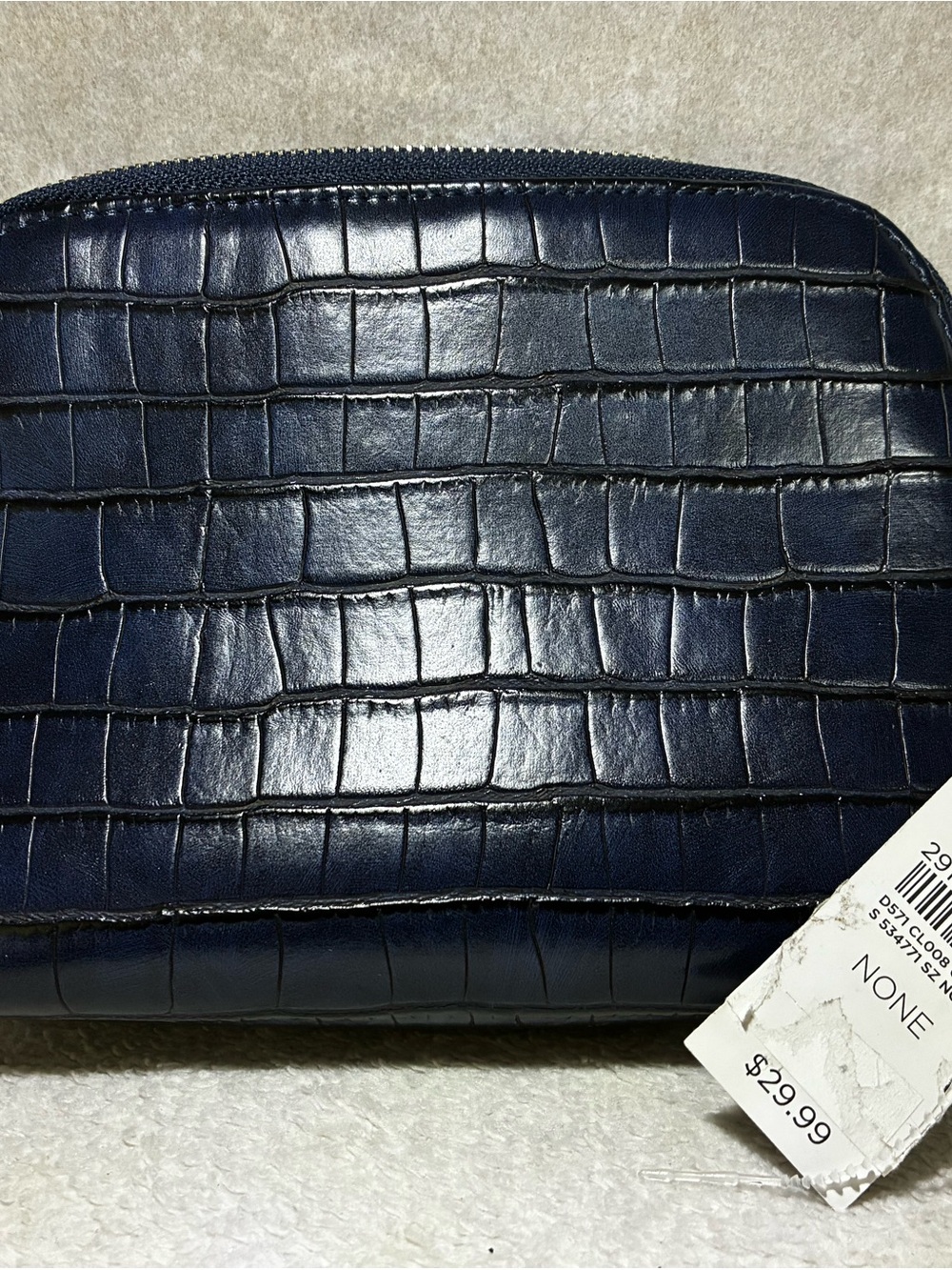 Ann Taylor Navy Croc-Embossed Cosmetic Pouch